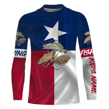 Load image into Gallery viewer, Redfish, Speckled Trout, Flounder Texas Slam fishing Texas Flag custom name 3D All Over print shirts NQS446