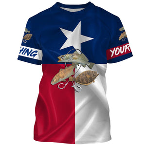 Redfish, Speckled Trout, Flounder Texas Slam fishing Texas Flag custom name 3D All Over print shirts NQS446