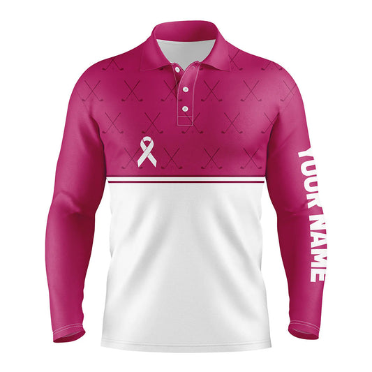 Pink white Breast Cancer Awareness golf shirts custom Mens golf polo pink ribbon golf shirts NQS6372