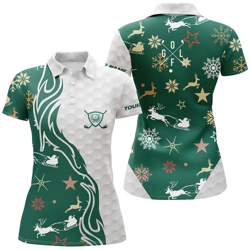 Green Christmas pattern golf ball Women golf polo shirts custom christmas golf shirts lady golf clubs NQS6854