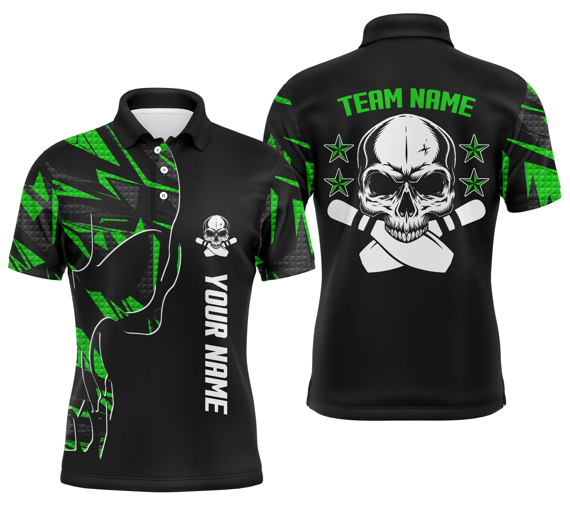 Custom bowling shirt for men – personalized team jersey front view