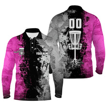 Load image into Gallery viewer, Custom name and number Disc Golf basket Men polo shirts, disc golf shirts for men | pink NQS5232