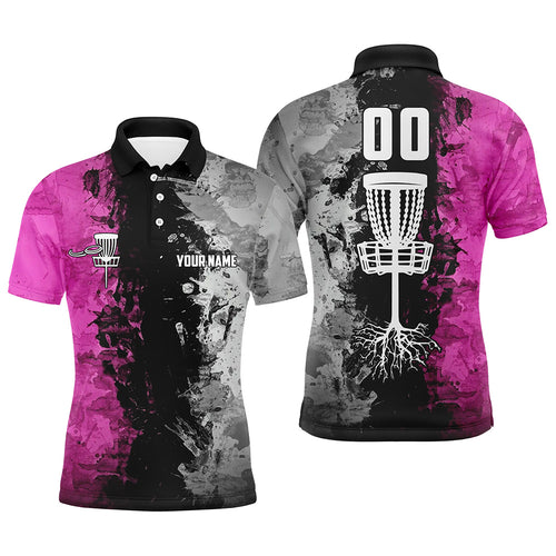 Custom name and number Disc Golf basket Men polo shirts, disc golf shirts for men | pink NQS5232