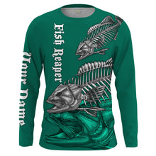 Load image into Gallery viewer, Fish skull reaper Fishing green fishing shirts Customize Name UV protection long sleeves fishing shirts UPF 30+ NQS2216