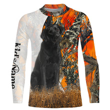 Load image into Gallery viewer, Black Labrador Retriever dog hunting orange camo Custom Name Full Printing Shirts, Labs Hunting Gifts NQS4137