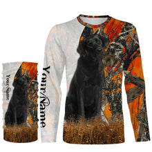 Load image into Gallery viewer, Black Labrador Retriever dog hunting orange camo Custom Name Full Printing Shirts, Labs Hunting Gifts NQS4137