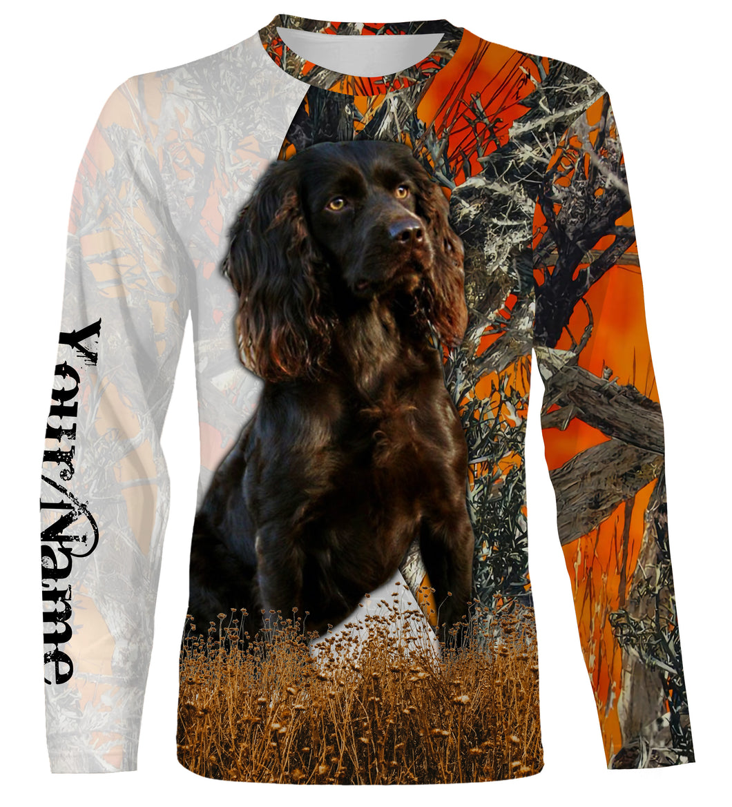 Boykin spaniel dog hunting orange camo Custom Name Full Printing Shirts, Boykin spaniel Hunting Gifts NQS4138