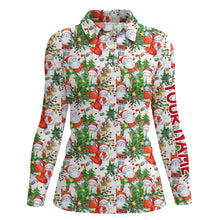 Load image into Gallery viewer, Womens golf polo shirt custom Christmas Santa Claus golf polos shirt for ladies, Christmas golf gifts NQS6649