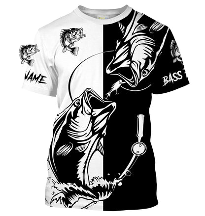 Bass fishing tattoo shirt UV protection Customize name fishing shirts NQS1461