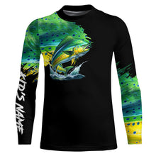 Load image into Gallery viewer, Mahi mahi fishing green scales Custom UV protection performance long sleeve tournament fishing jerseys NQS7317