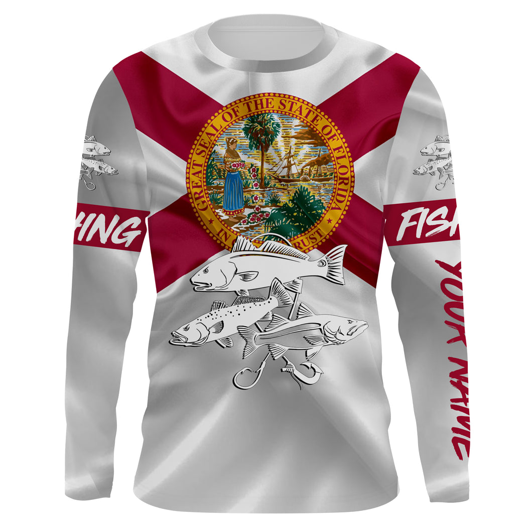 Inshore Slam Snook, Redfish,Trout fishing Florida Flag Custom fishing apparel NQS1470