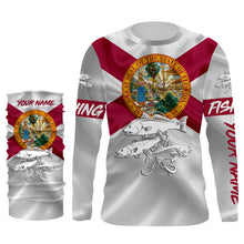 Load image into Gallery viewer, Inshore Slam Snook, Redfish,Trout fishing Florida Flag Custom fishing apparel NQS1470