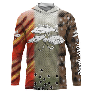 Texas Slam Redfish, trout, flounder UV protection Custom name long sleeves fishing shirts NQS879