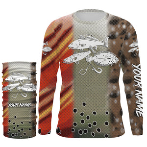 Texas Slam Redfish, trout, flounder UV protection Custom name long sleeves fishing shirts NQS879