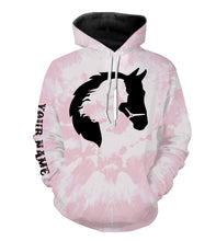 Load image into Gallery viewer, Girl riding horse pink tie dye Custom Name 3D All Over Printed Shirts Personalized horse shirt NQS3096