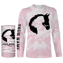 Load image into Gallery viewer, Girl riding horse pink tie dye Custom Name 3D All Over Printed Shirts Personalized horse shirt NQS3096