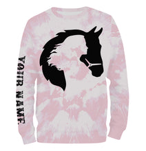 Load image into Gallery viewer, Girl riding horse pink tie dye Custom Name 3D All Over Printed Shirts Personalized horse shirt NQS3096