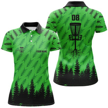 Load image into Gallery viewer, Womens disc golf polo shirt custom disc golf basket camo Woods lady disc golf jerseys | Green NQS6439