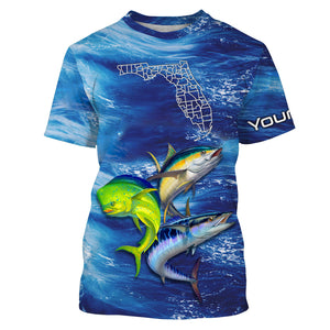 Mahi mahi, wahoo, tuna Florida fishing Offshore Grand slam Custom Name UV protection fishing shirts NQS3254