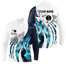 Load image into Gallery viewer, Blue lightning thunder Men Bowling Polo Shirt Custom Texas Team league Jerseys, gifts for bowlers NQS7074