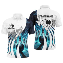 Load image into Gallery viewer, Blue lightning thunder Men Bowling Polo Shirt Custom Texas Team league Jerseys, gifts for bowlers NQS7074