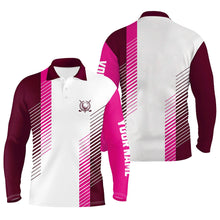 Load image into Gallery viewer, Pink and white Mens golf polo shirts custom golf ball shirt for men, best men golf wear NQS7188