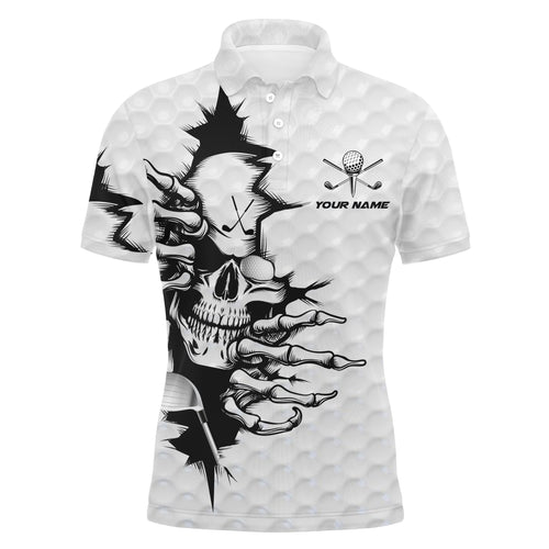 Golf skull white Polo Shirts for Men, personalized golf gifts for for golf lovers NQS3361