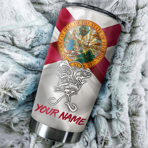 1PC Offshore Slam Mahi Mahi, Wahoo, Tuna fishing tumbler Florida State Flag Custom name Stainless Steel Tumbler Cup NQS880