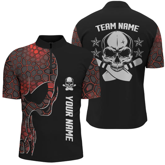 Custom Red camo bowling shirt for men – personalized team jersey front view