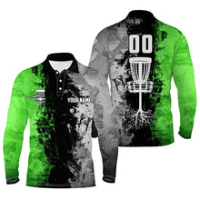 Load image into Gallery viewer, Custom name and number Disc Golf basket Men polo shirts, disc golf shirts for men | Green NQS6471