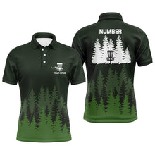 Load image into Gallery viewer, Green tree forest pattern Mens disc golf polo shirts custom team disc golf clothing NQS6926