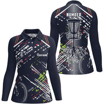 Load image into Gallery viewer, Disc golfing pattern Womens disc golf polo shirts custom team disc golf attire, disc golf jersey NQS6933