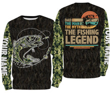 Load image into Gallery viewer, Largemouth Bass fishing Dad The Man, the Myth, the Legend 3D All Over print shirts personalized fishing apparel, Gift For Father&#39;s Day NQS404
