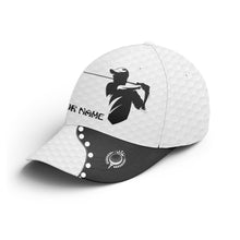 Load image into Gallery viewer, Golfer hat custom name black &amp; white golf hats Unisex Baseball mens golf hats NQS3381