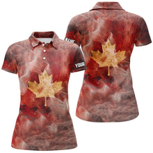 Load image into Gallery viewer, Women golf polo shirts custom smoke Canadian flag patriotic golf tops for ladies, golf gifts for women NQS6486