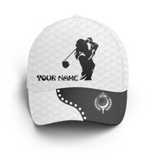 Load image into Gallery viewer, Women Golfer hat custom name black &amp; white golf hats Unisex Baseball women golf hats NQS4240