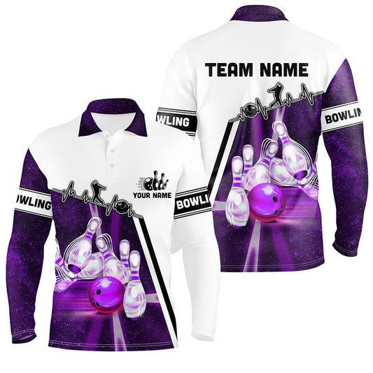 Purple galaxy light bowling ball pins custom Bowling Polo Team League jerseys, bowling gifts NQS6768