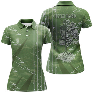 Womens disc golf polo shirts custom green vintage team disc golf jersey, disc golf outfit NQS6942