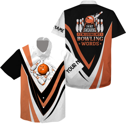 Custom Hawaiian bowling shirts I'm not swearing, I'm using my bowling words orange bowl shirts NQS4479