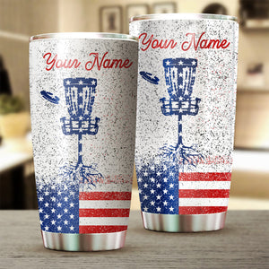 1PC American flag disc golf tumbler cup custom name patriot golf gift  Stainless Steel Tumbler Cup NQS4642