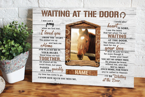 Waiting At The Door Horse Memorial Horse canvas wall art, Custom Name and pictures canvas horse prints NQS3150