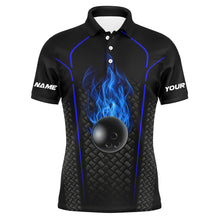 Load image into Gallery viewer, Bowling Shirt For men custom polo Bowling Jersey 3D Bowling Team Shirt For men | Black Blue NQS5143