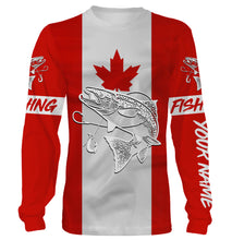 Load image into Gallery viewer, Chinook Salmon King Salmon Fishing Canadian Flag Customize name shirts NQS452