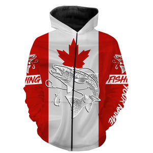 Chinook Salmon King Salmon Fishing Canadian Flag Customize name shirts NQS452