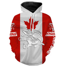 Load image into Gallery viewer, Musky Fishing 3D Canadian Flag Customize name All over print shirts NQS473