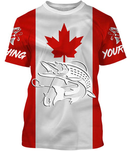 Musky Fishing 3D Canadian Flag Customize name All over print shirts NQS473