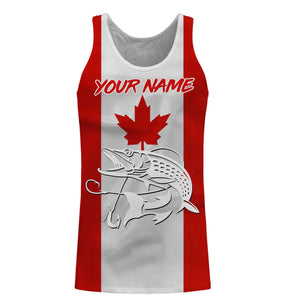 Musky Fishing 3D Canadian Flag Customize name All over print shirts NQS473