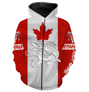 Musky Fishing 3D Canadian Flag Customize name All over print shirts NQS473