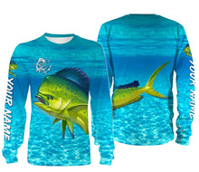 Load image into Gallery viewer, Mahi mahi (Dorado) Fishing Customize Name Fishing Water Camo All Over Printed Shirts Personalized Fishing Gift For Adult And Kid NQS382