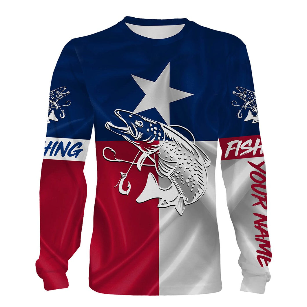 Speckled trout fishing tattoo Texas Flag personalized 3D All Over print shirts NQS400